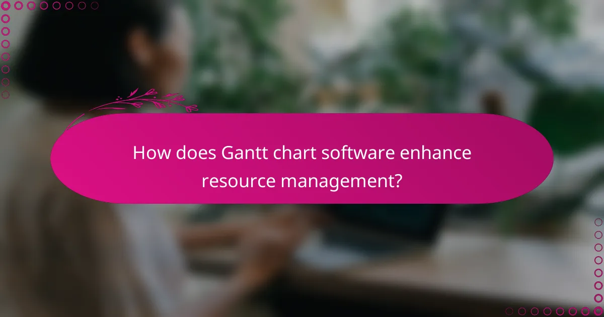 How does Gantt chart software enhance resource management?