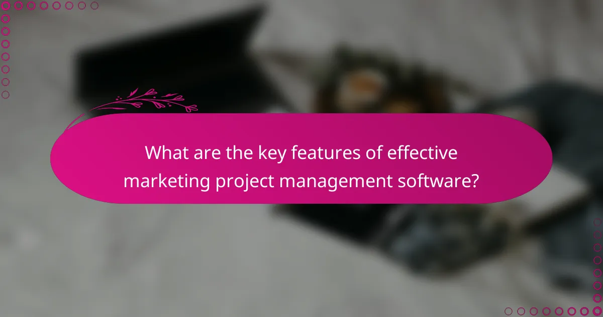 What are the key features of effective marketing project management software?
