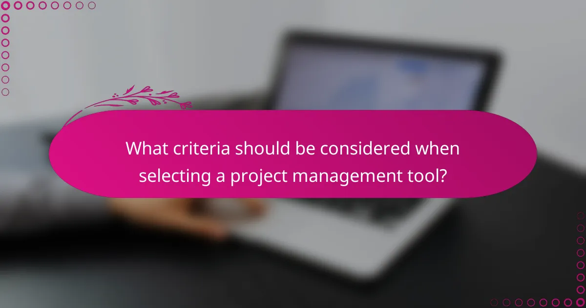 What criteria should be considered when selecting a project management tool?