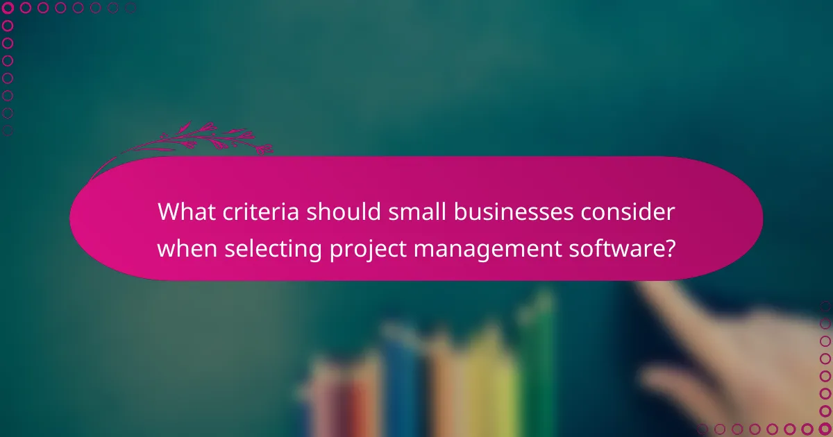What criteria should small businesses consider when selecting project management software?